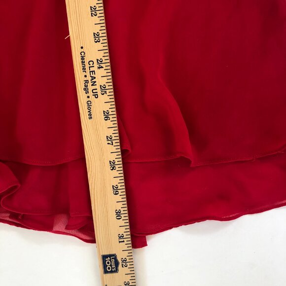 Vtg FLORA Red Nightie Gown Small Sweetheart Rosebud Chiffon Flowy Slip Dress - Picture 9 of 10